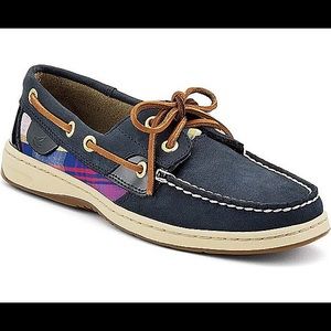 Sperry navy/plaid bluefish boat shoes